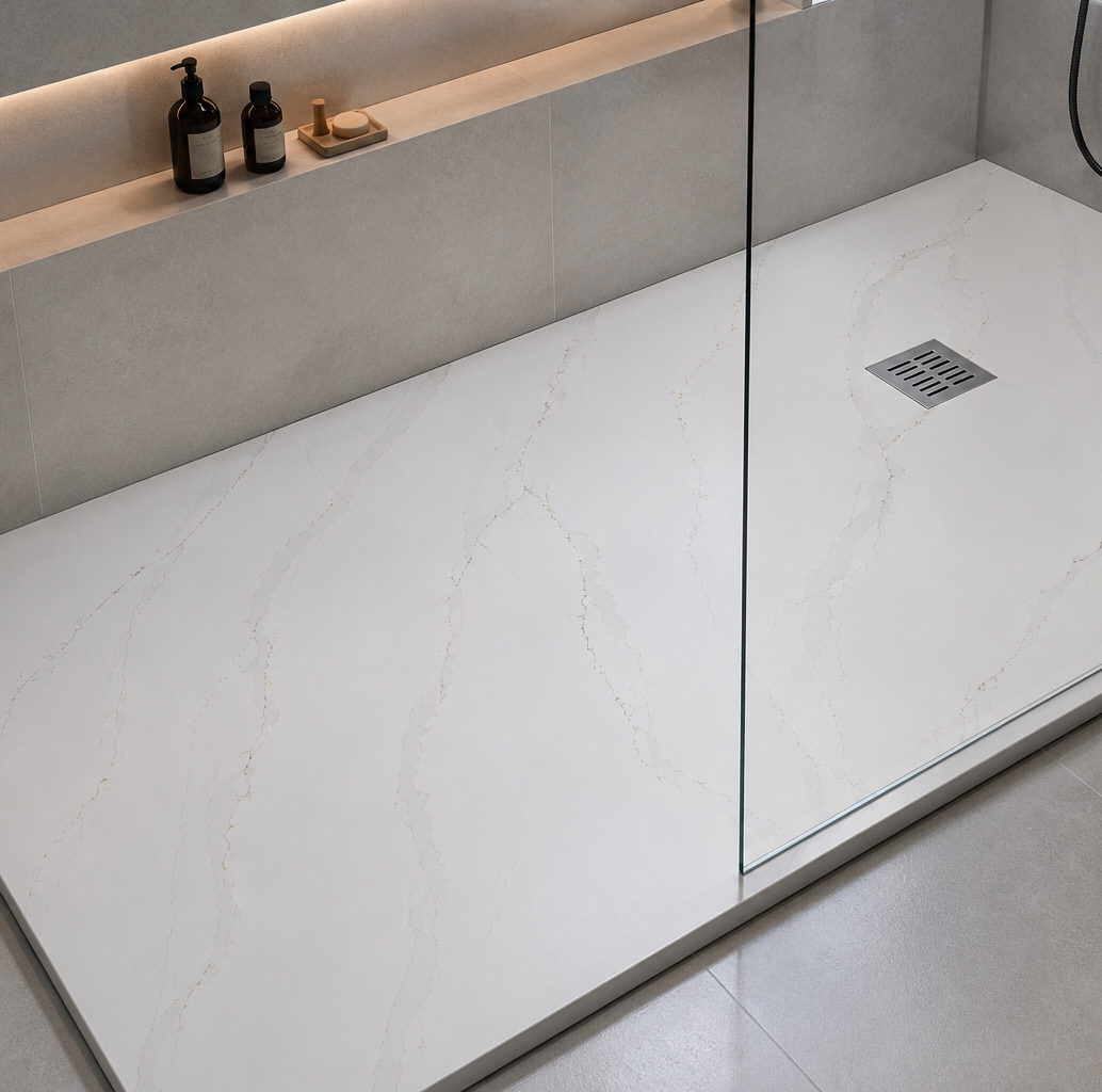 A one-piece shower tray