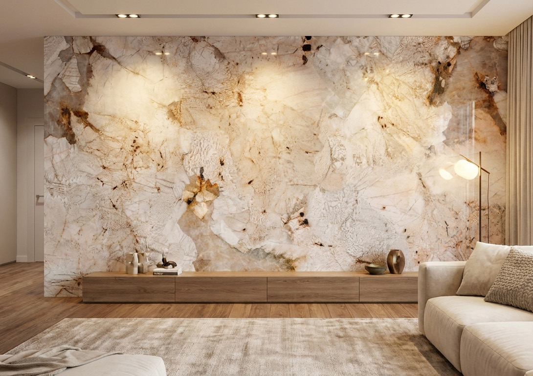 A feature wall behind a lounge