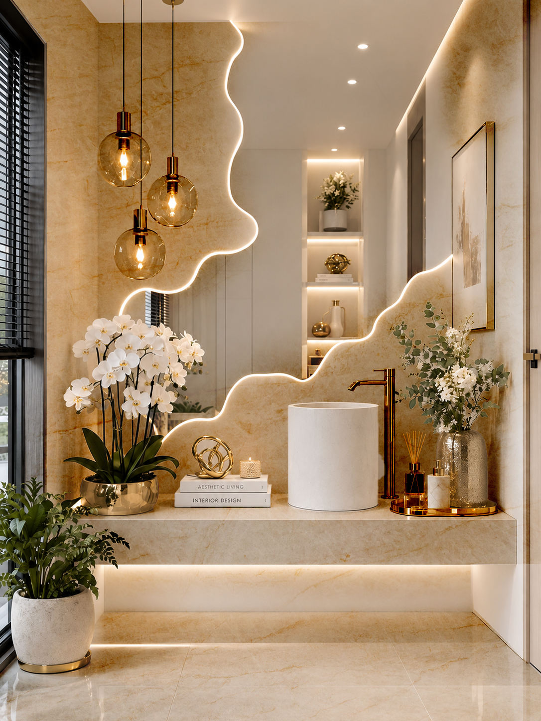 Pacific Surfaces brand visual — Taj vein bathroom