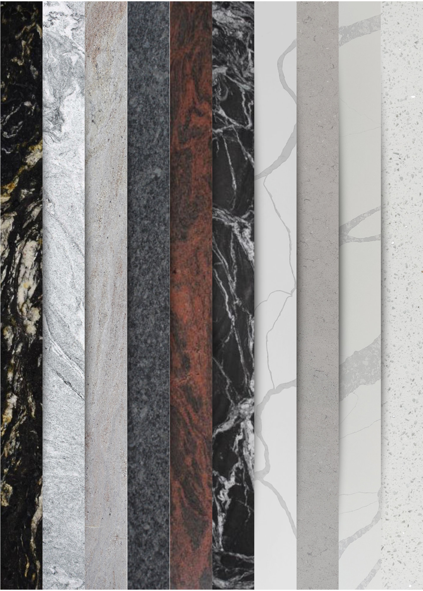 Sills in granite and quartz laid side by side
