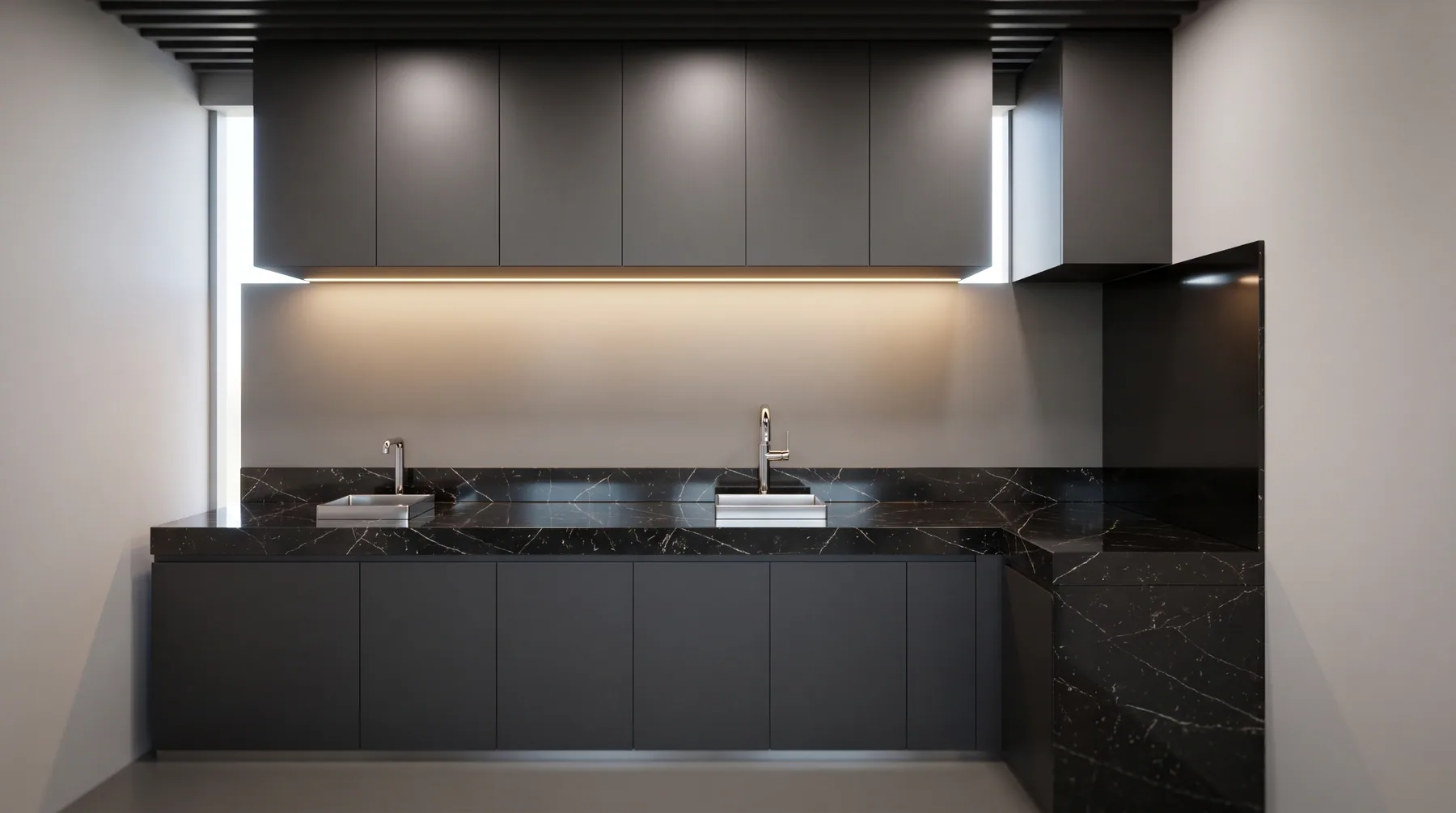 Dark kitchen in Alabaster Noir